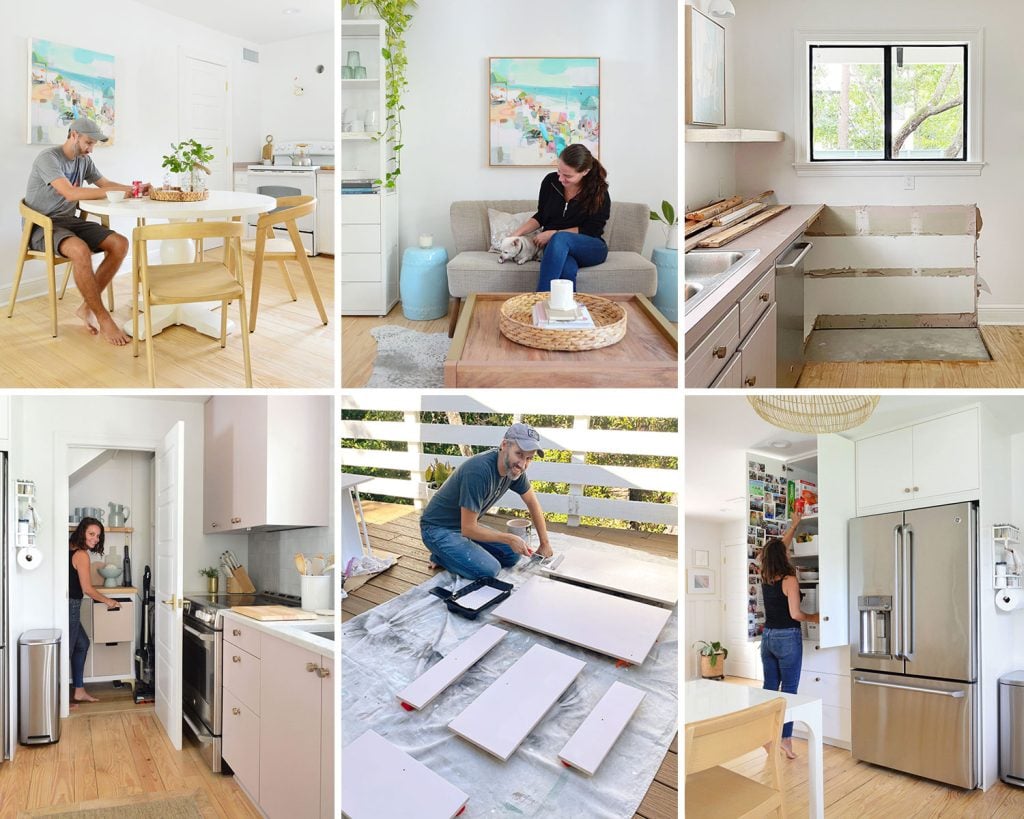 Collage of John and Sherry Working On Kitchen Progress