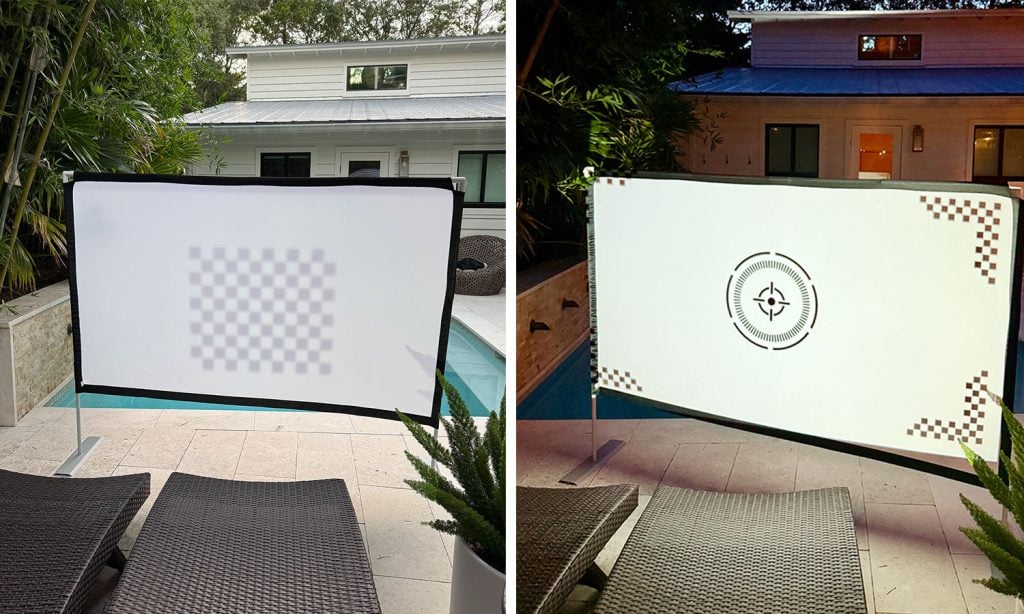 Side by Side of Project Auto Focus and Auto Keystone Settings On Screen