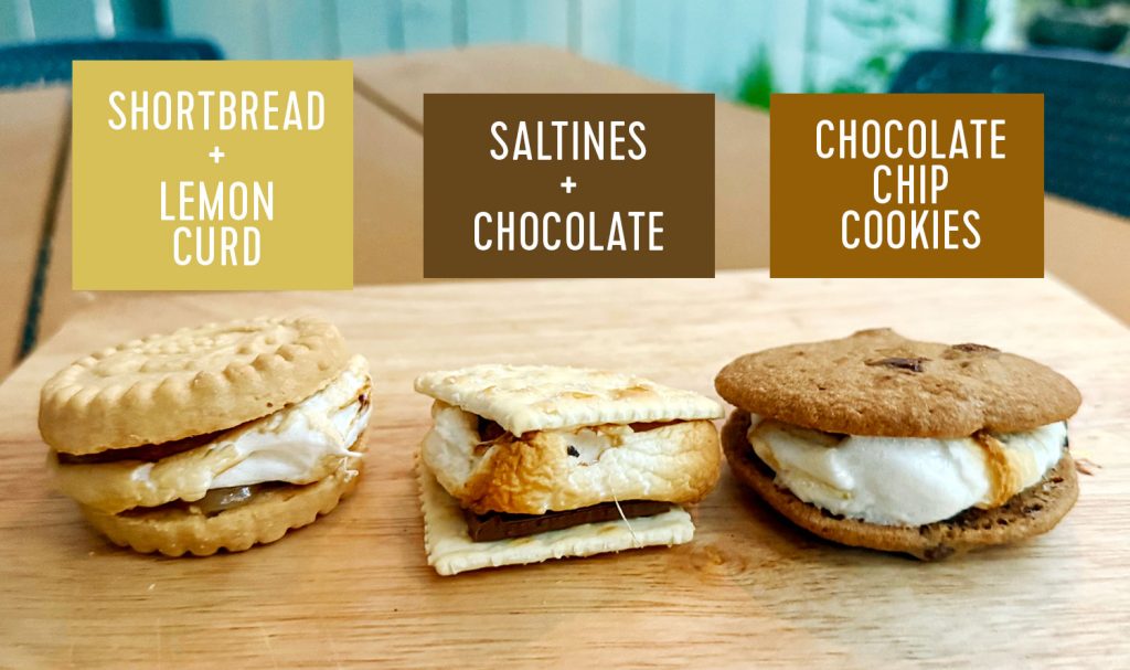 Upgraded Smores With Saltines Shortbread Cookies and Chocolate Chip Cookies
