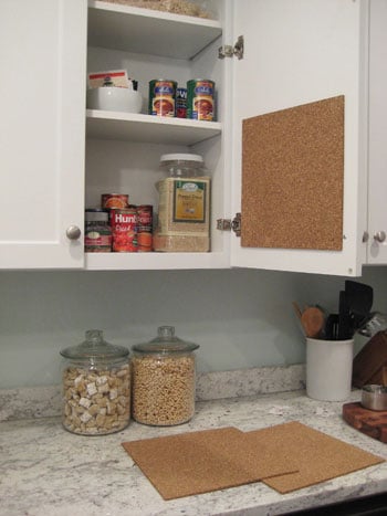 cork-kitchen-recipe-board-in-cabinet Cork Kitchen Recipe Board I