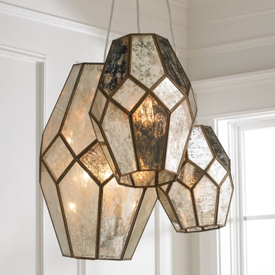 Mercury Glass Prism Chandelier for Shades of Light