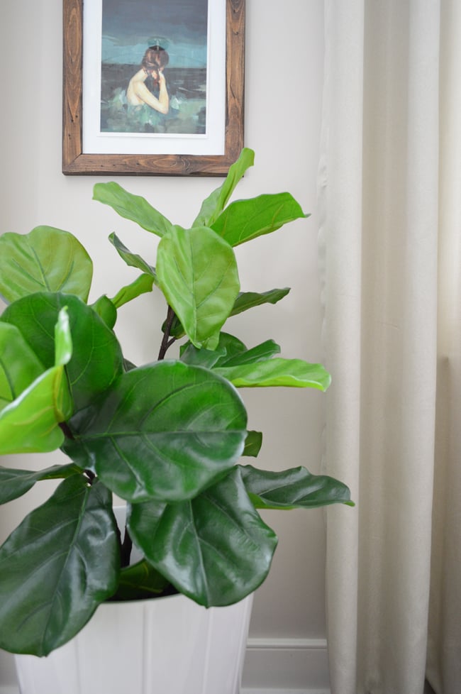 Faux Fiddle Leaf Fig Bedroom Detail