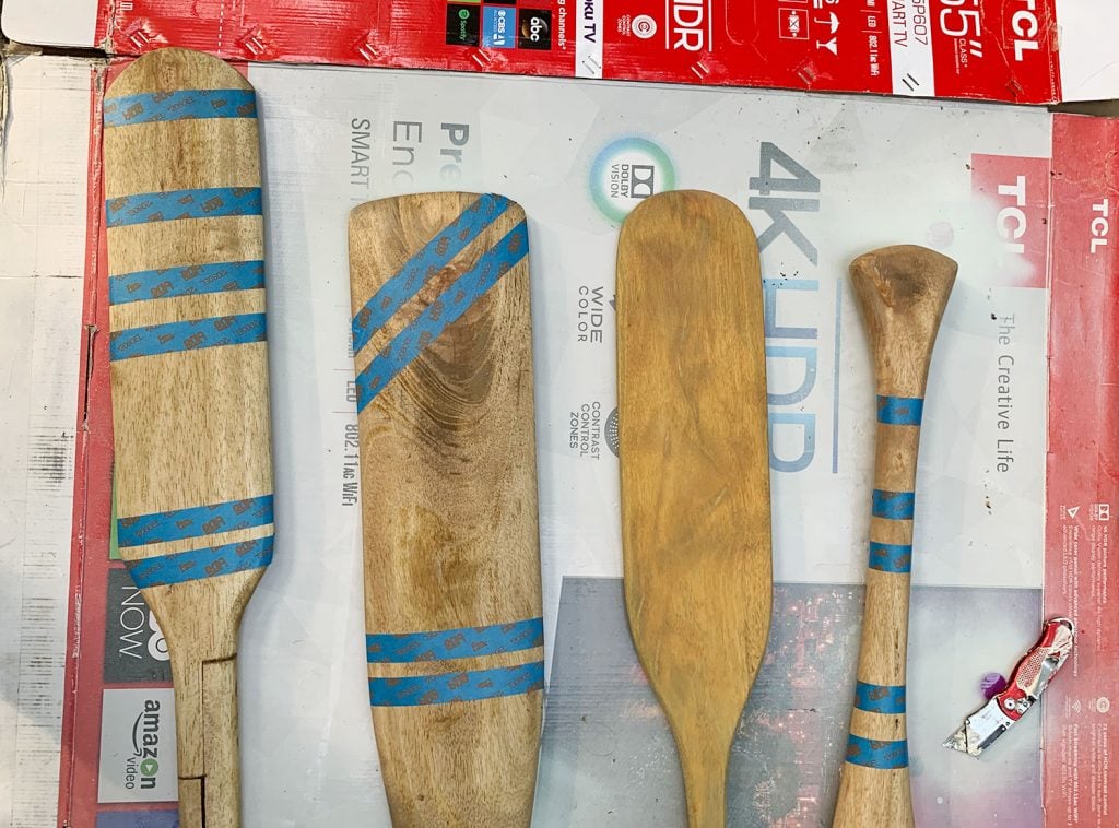 Oars Taped For Painting