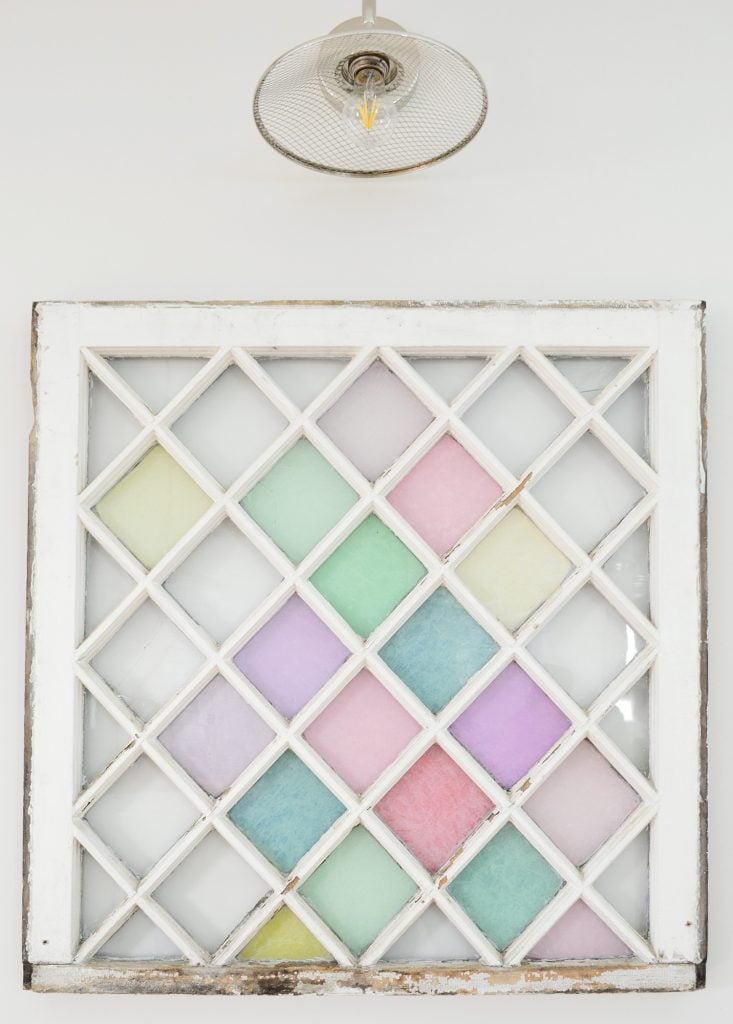 Close Up Detail Of DIY Modern Stained Glass Window