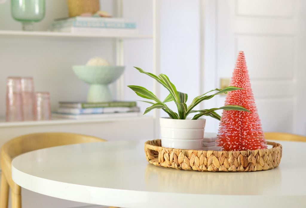 Breakfast Tabletop With Red Bottlebrush Christmas Tree