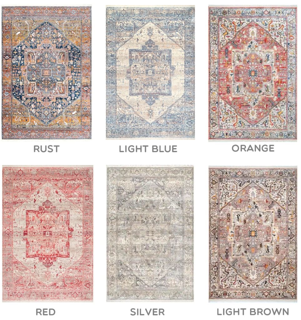 Colorways That nuLoom Medallion Rug Is Available In | Rust | Light Blue | Orange | Red | Silver | Light Brown