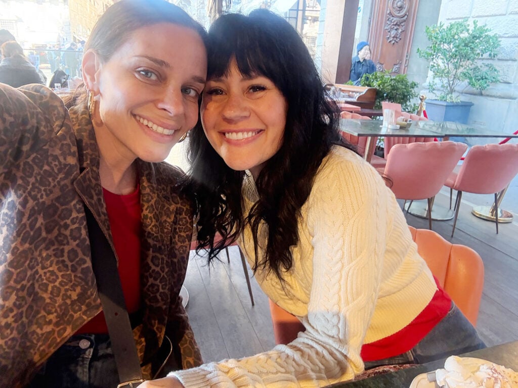Sherry Selfie With Elsie A Beautiful Mess In Florence Italy With Leopard Coat