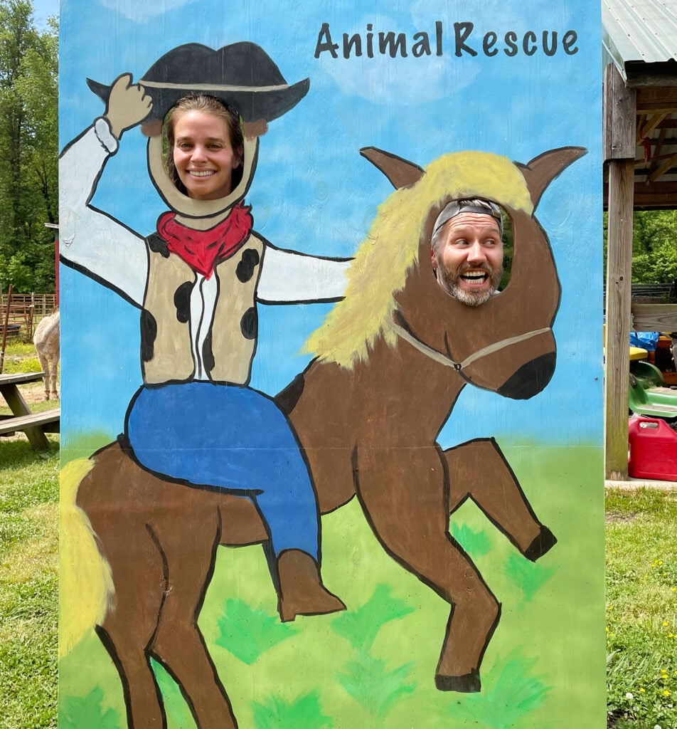 Sherry And John In Cut Out At Animal Rescue