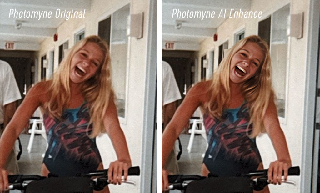 Photomyne App With AI Enhance side by side