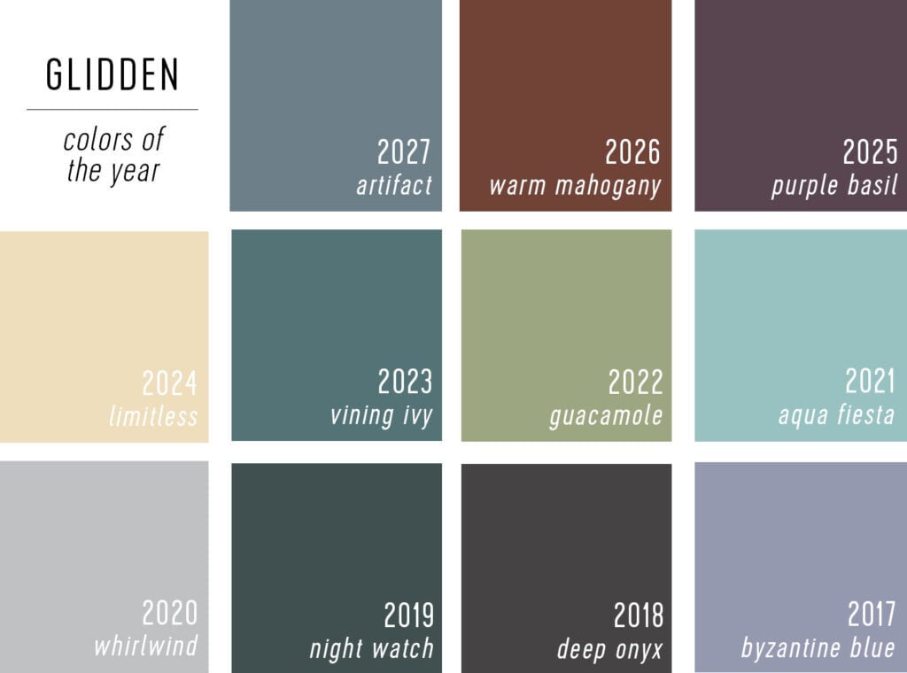 Glidden Colors of the Year 2027 to 2017